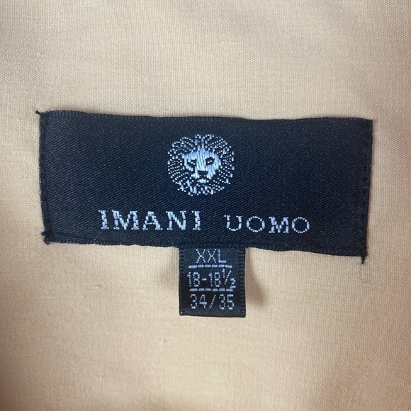 Imani Uomo Long Sleeve Button Down Shirt Men's XXL (18-18.5 34/35) Yellow Gold - Picture 6 of 8